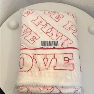 Victorias Secret Pink and White LOVE Blanket